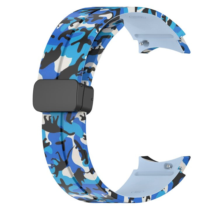 For Samsung Galaxy Watch 5 Pro 45mm Silicone Watch Band Adjustable Camouflage Strap with Magnetic Folding Buckle - Camouflage Sky Blue