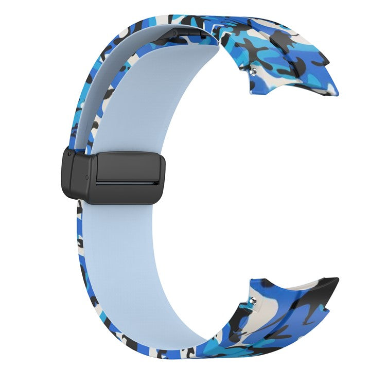For Samsung Galaxy Watch 5 Pro 45mm Silicone Watch Band Adjustable Camouflage Strap with Magnetic Folding Buckle - Camouflage Sky Blue