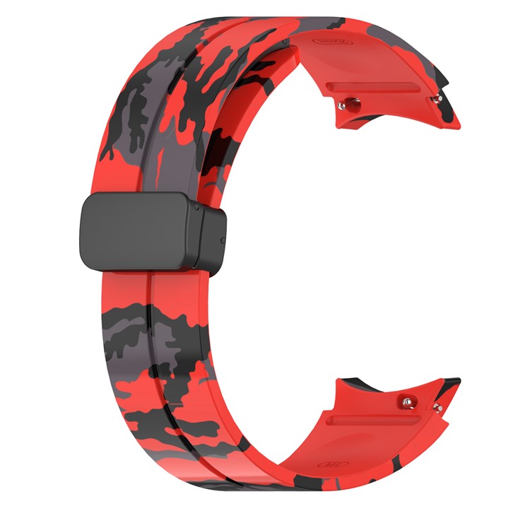 For Samsung Galaxy Watch 5 Pro 45mm Silicone Watch Band Adjustable Camouflage Strap with Magnetic Folding Buckle - Camouflage Red