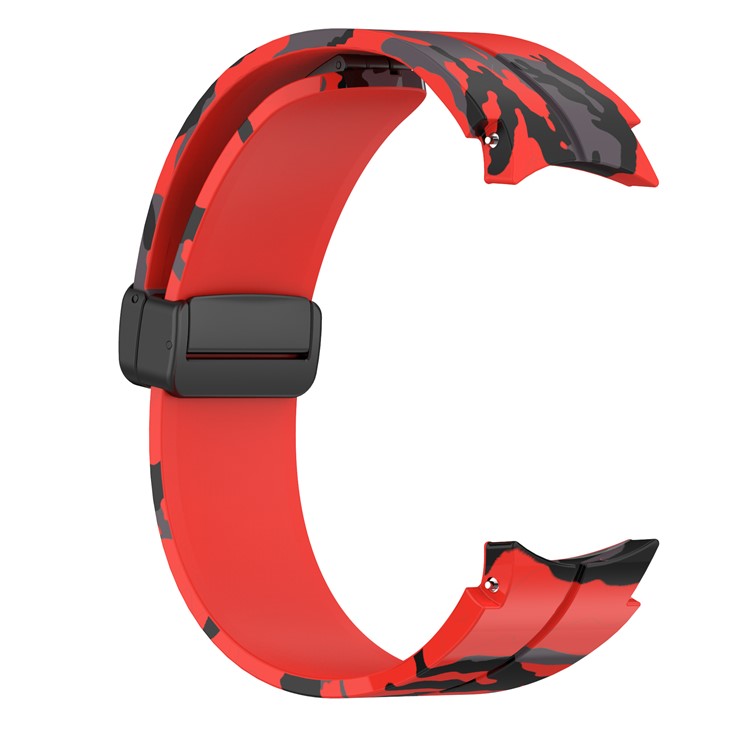 For Samsung Galaxy Watch 5 Pro 45mm Silicone Watch Band Adjustable Camouflage Strap with Magnetic Folding Buckle - Camouflage Red