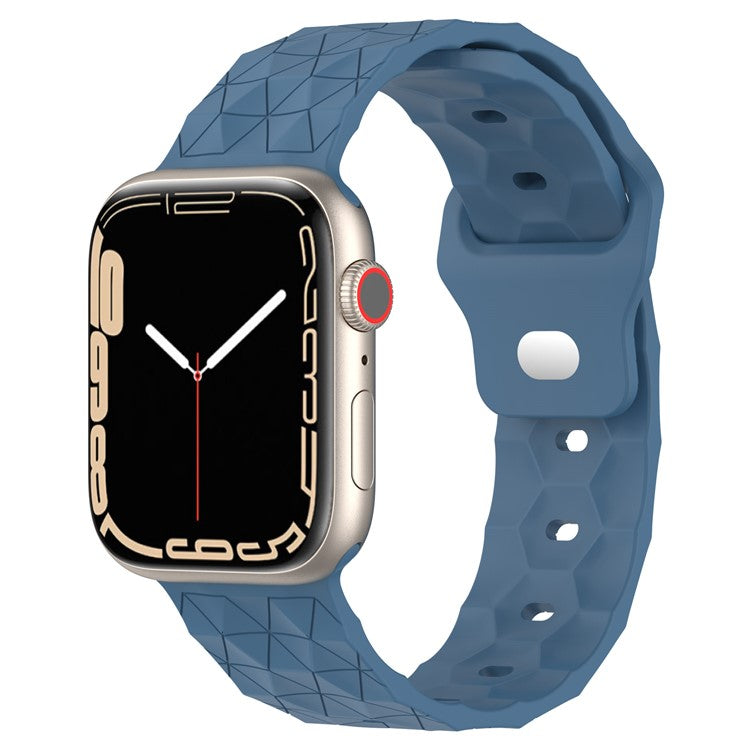 Watch Strap for Apple Watch Series 10 42mm / 9 8 7 41mm / SE (2023) SE (2022) SE 6 5 4 40mm / 3 2 1 38mm Football Pattern Silicone Watch Band - Blue