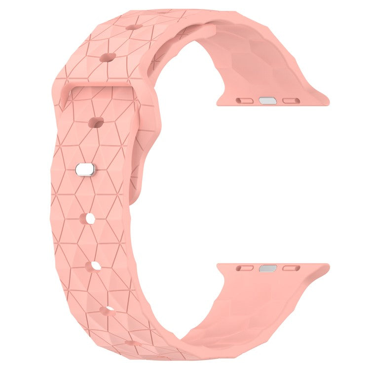 Watch Strap for Apple Watch Series 10 42mm / 9 8 7 41mm / SE (2023) SE (2022) SE 6 5 4 40mm / 3 2 1 38mm Football Pattern Silicone Watch Band - Pink