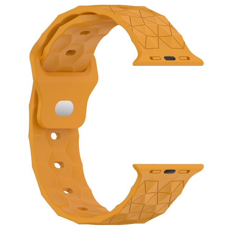 Watch Strap for Apple Watch Series 10 42mm / 9 8 7 41mm / SE (2023) SE (2022) SE 6 5 4 40mm / 3 2 1 38mm Football Pattern Silicone Watch Band - Yellow