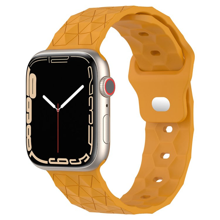Watch Strap for Apple Watch Series 10 42mm / 9 8 7 41mm / SE (2023) SE (2022) SE 6 5 4 40mm / 3 2 1 38mm Football Pattern Silicone Watch Band - Yellow