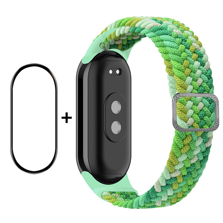 ENKAY HAT-PRINCE For Xiaomi Smart Band 9 NFC / 9 / 8 NFC / 8 Watch Band Nylon Strap with PMMA Film - Bright Green