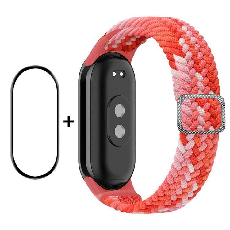 ENKAY HAT-PRINCE For Xiaomi Smart Band 9 NFC / 9 / 8 NFC / 8 Watch Band Nylon Strap with PMMA Film - Bright Red