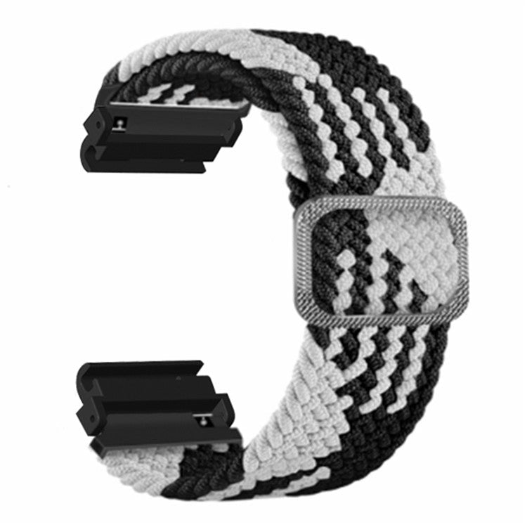 For Huami Amazfit T-Rex 2 Ultra Stretchy Watch Band Nylon Adjustable Sport Strap - Black+White
