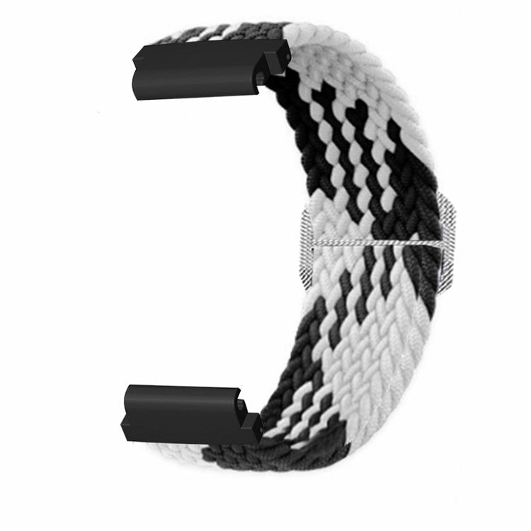 For Huami Amazfit T-Rex 2 Ultra Stretchy Watch Band Nylon Adjustable Sport Strap - Black+White