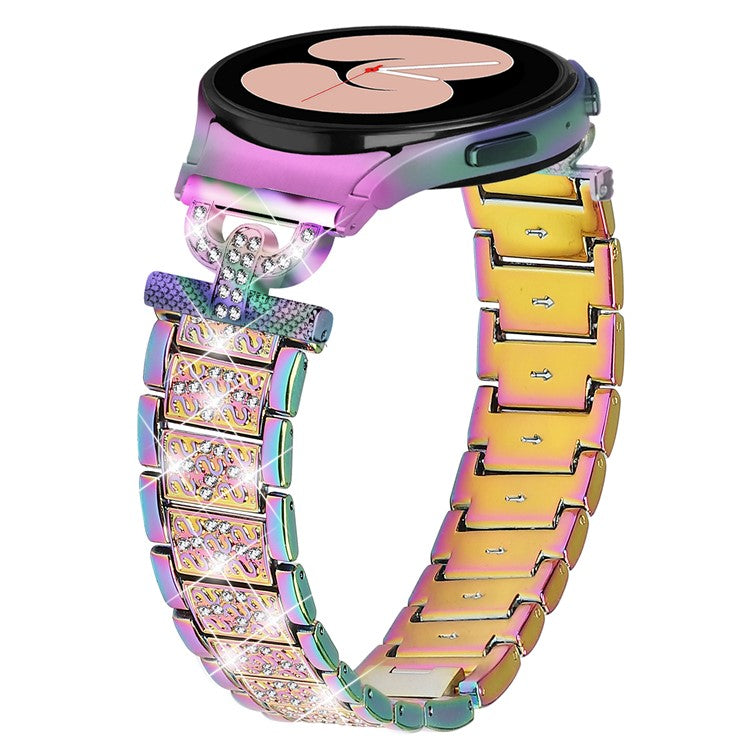 For Samsung Galaxy Watch6 40mm 44mm / Watch6 Classic 43mm 47mm / Watch 5 40mm 44mm / Watch4 40mm 44mm Stainless Steel 3-Bead Rhinestone Watch Strap - Multi-color