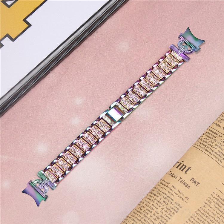 For Samsung Galaxy Watch6 40mm 44mm / Watch6 Classic 43mm 47mm / Watch 5 40mm 44mm / Watch4 40mm 44mm Stainless Steel 3-Bead Rhinestone Watch Strap - Multi-color