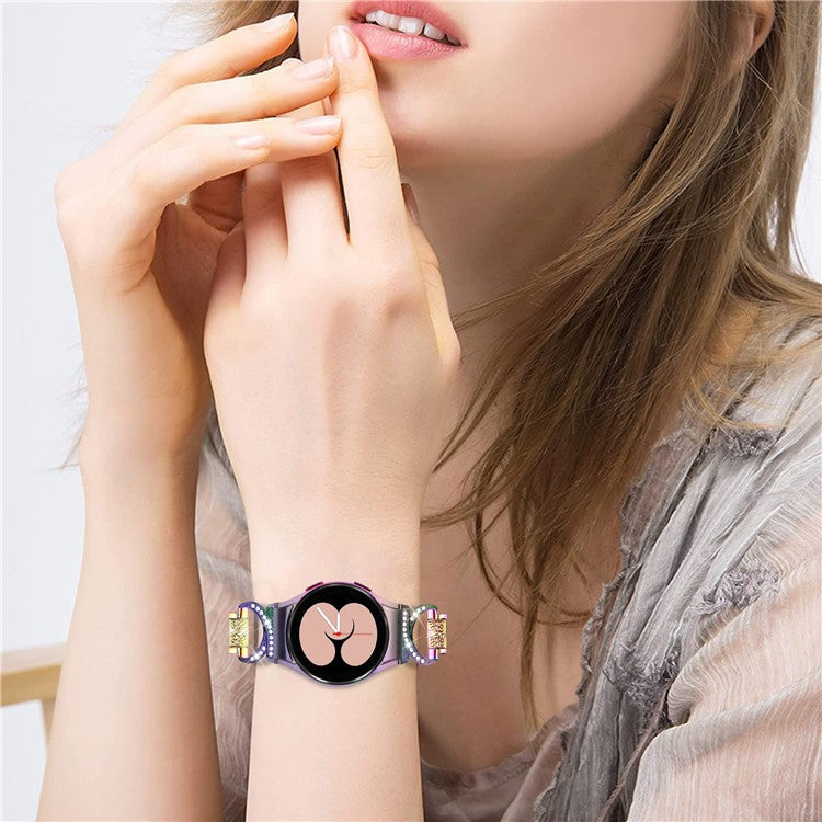 For Samsung Galaxy Watch6 40mm 44mm / Watch6 Classic 43mm 47mm / Watch 5 40mm 44mm / Watch4 40mm 44mm Stainless Steel 3-Bead Rhinestone Watch Strap - Multi-color