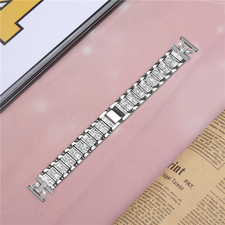 Watch Strap for Samsung Galaxy Watch6 40mm 44mm / Watch6 Classic 43mm 47mm / Watch 5 40mm 44mm / Watch4 40mm 44mm / Watch3 41mm , Stainless Steel 20mm Rhinestone Decor Band - Silver