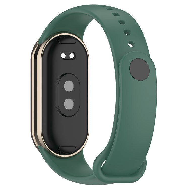 For Xiaomi Smart Band 9 NFC / Band 9 / Band 8 NFC / Band 8 Silicone Watch Bands Strap with Metal Connector - Dark Green