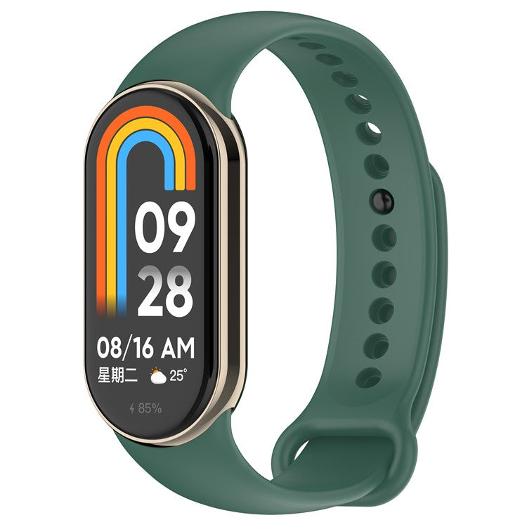 For Xiaomi Smart Band 9 NFC / Band 9 / Band 8 NFC / Band 8 Silicone Watch Bands Strap with Metal Connector - Dark Green