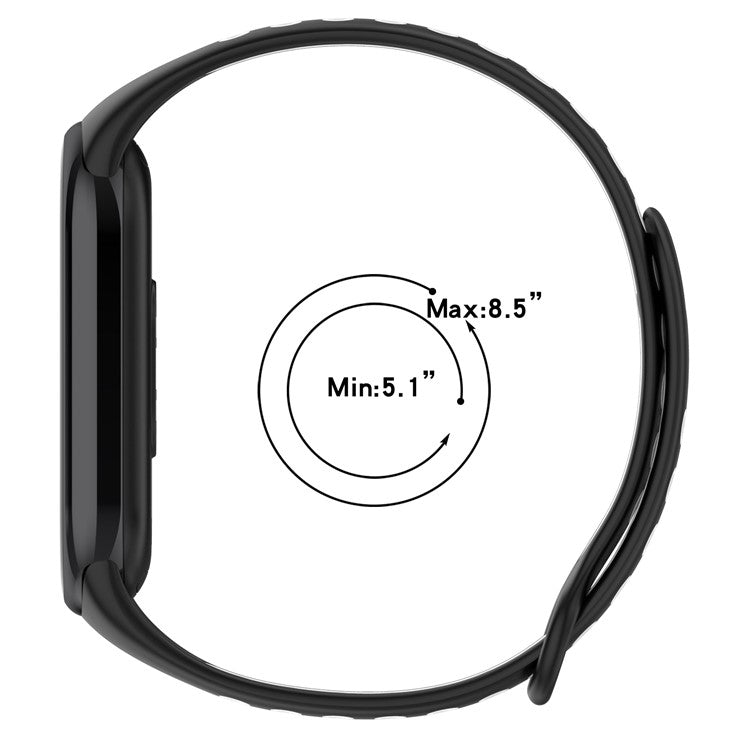 For Xiaomi Smart Band 9 NFC / Band 9 / Band 8 NFC / Band 8 Silicone Watch Bands Strap with Silicone Connector - Black+Grey