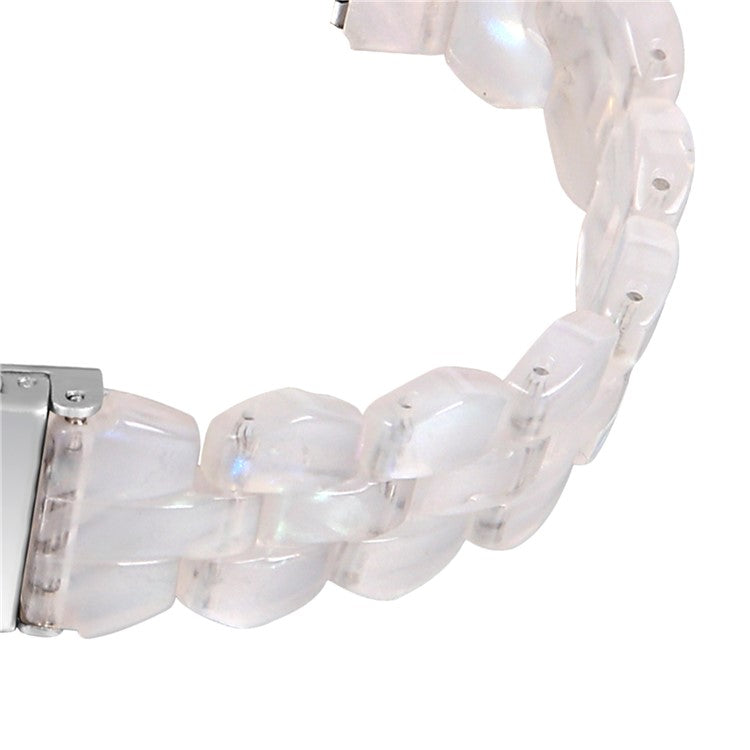 For Fitbit Versa 4 / Sense 2 Replacement Resin Watch Strap Quick Release Watch Band with Folding Clasp - Shell White