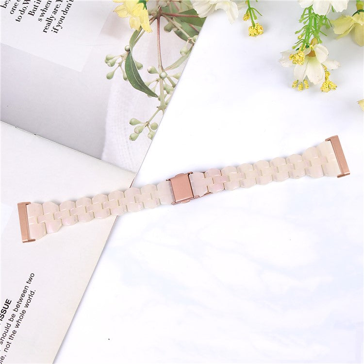 For Fitbit Versa 4 / Sense 2 Replacement Resin Watch Strap Quick Release Watch Band with Folding Clasp - Light Pink