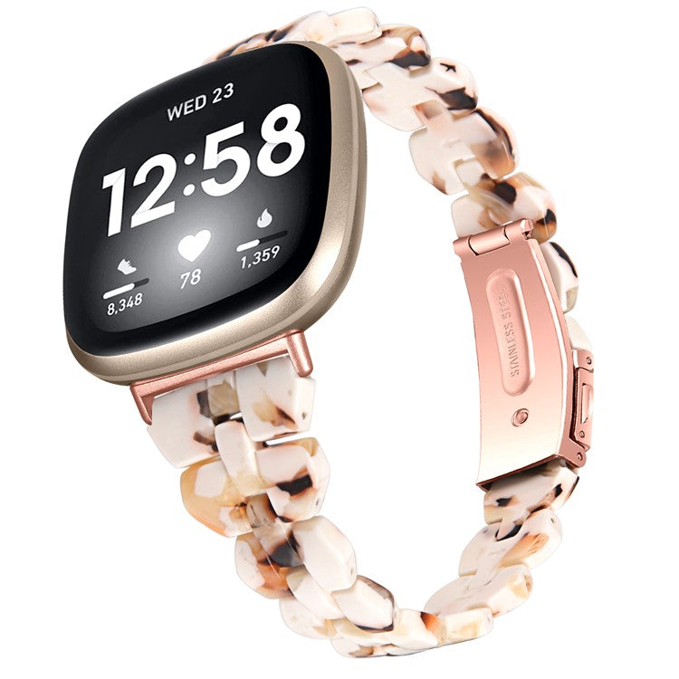 For Fitbit Versa 4 / Sense 2 Replacement Resin Watch Strap Quick Release Watch Band with Folding Clasp - Nougat