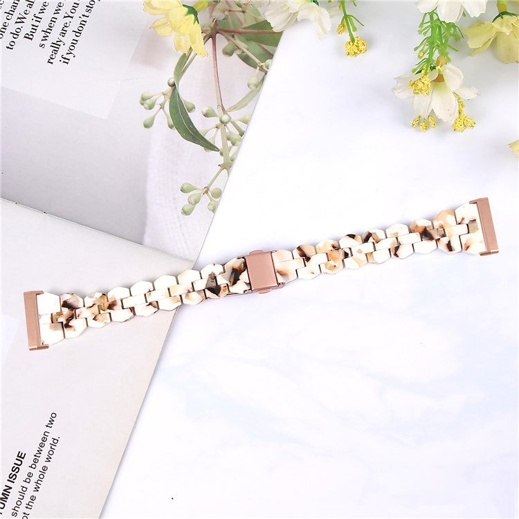 For Fitbit Versa 4 / Sense 2 Replacement Resin Watch Strap Quick Release Watch Band with Folding Clasp - Nougat