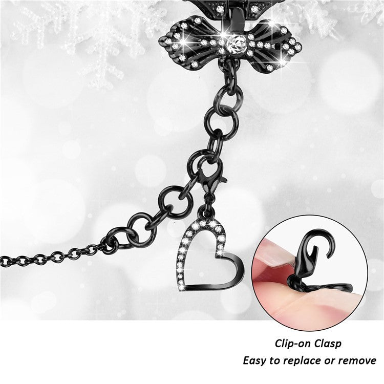 For Fitbit Versa 4 / Sense 2 Adjustable Watch Band Decorative Pendant Bracelet DIY Strap - Black