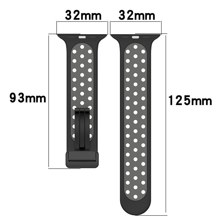 Watch Strap for Apple Watch Series 10 42mm / 9 8 7 41mm / SE (2023) SE (2022) SE 6 5 4 40mm / 3 2 1 38mm Dual Color Silicone Band Breathable Watch Strap - Black / Lime