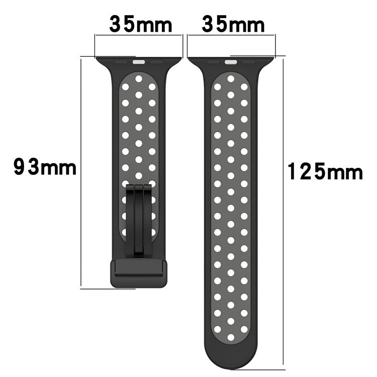 For Apple Watch Series 10 46mm / Ultra 2 Ultra 49mm / Series 9 8 7 45mm / 6 5 4 SE (2023) SE (2022) SE 44mm / 3 2 1 42mm Silicone Strap Dual Color Breathable Watch Band - White / Black