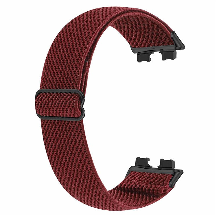 For Huawei Band 8 / Band 8 NFC / Band 9 / Band 9 NFC Bohemian Style Elastic Nylon Smartwatch Strap Watch Band Replacement - Wine Red