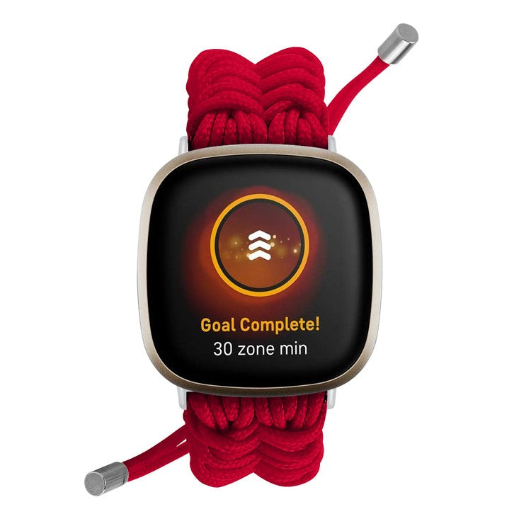 For Fitbit Versa 4 / Sense 2 Smart Watch Band Adjustable Braided Wrist Strap - Red