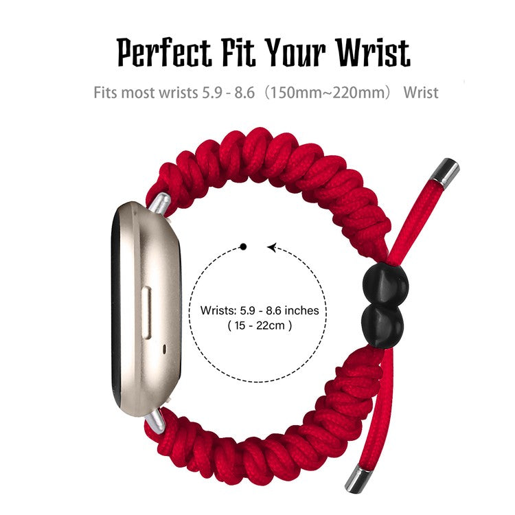 For Fitbit Versa 4 / Sense 2 Smart Watch Band Adjustable Braided Wrist Strap - Red