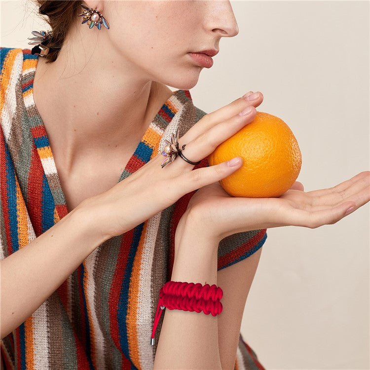 For Fitbit Versa 4 / Sense 2 Smart Watch Band Adjustable Braided Wrist Strap - Red