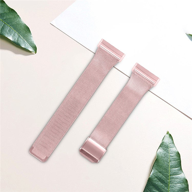 For Fitbit Versa 4 / Sense 2 Watch Strap Stainless Steel Milanese Smart Band Watch Strap Replacement - Rose Pink