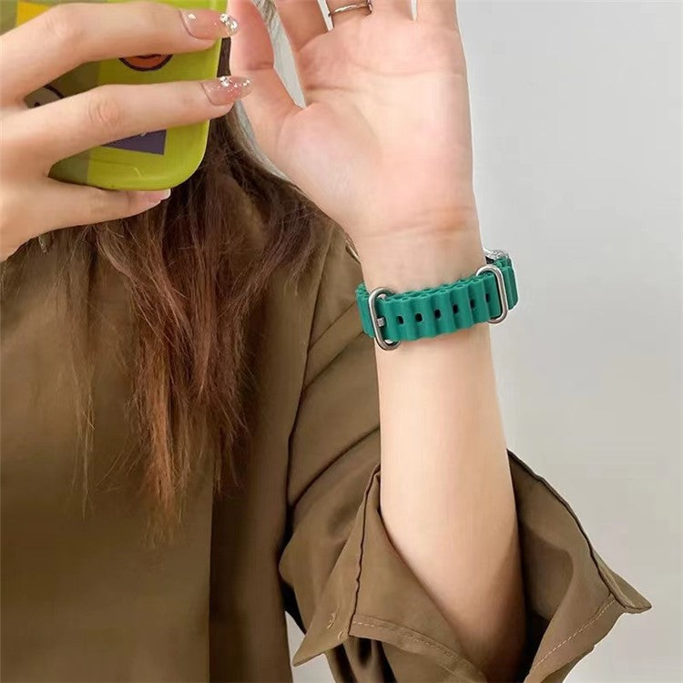 For Xiaomi Mi Band 7 Ocean Silicone Band Adjustable Wrist Strap with Transparent Watch Case - Light Green+Transparent Case