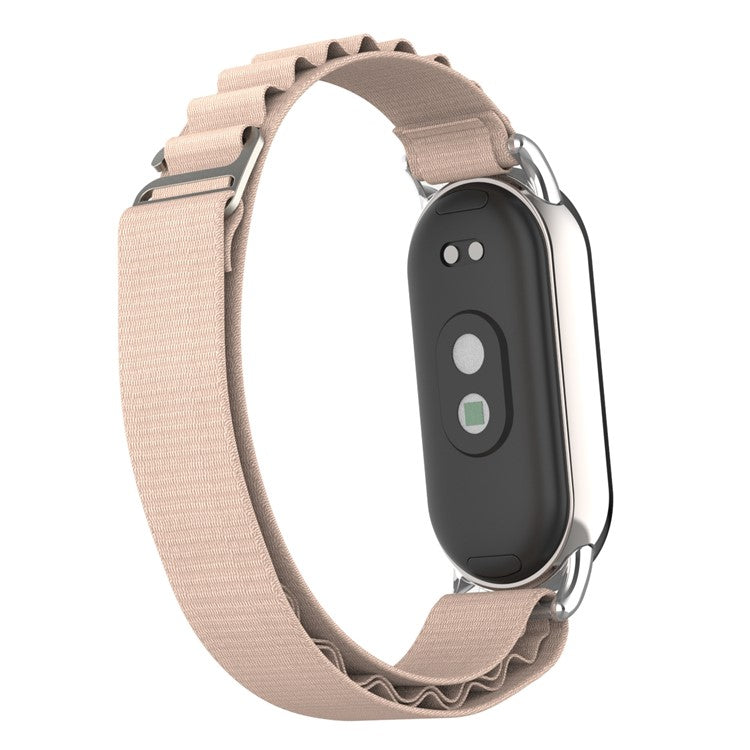 Replacement Watch Band for Xiaomi Smart Band 9 NFC / 9 / 8 NFC / 8 Nylon Wrist Strap with Silver Connector - Apricot