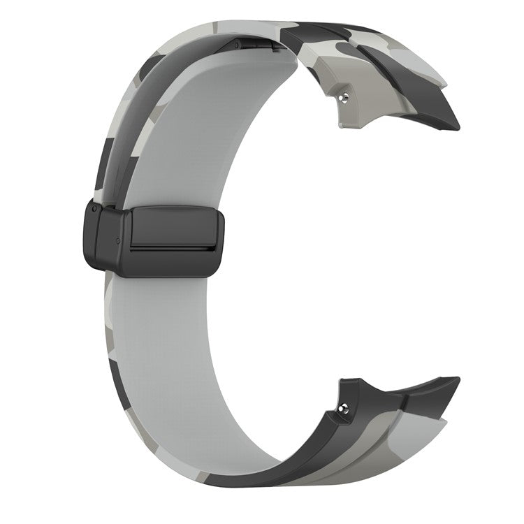 For Samsung Galaxy Watch 5 Pro 45mm / Watch 5 40 / 44mm / Watch4 40 / 44mm / Watch4 Classic 42 / 46mm Camo Silicone Watch Band - Light Grey