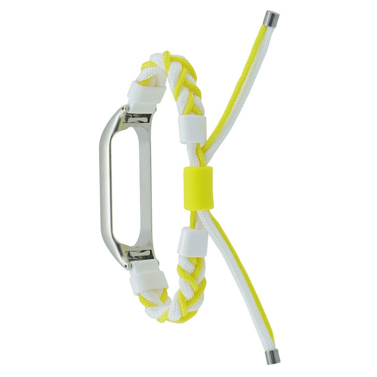 For Xiaomi Mi Band 7 Nylon Braided Silicone Bead Design Watch Strap Integrated with Watch Case - White + Yellow