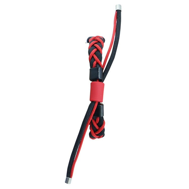For Xiaomi Smart Band 8 Integrated Watch Case Nylon Braided Rope Silicone Bead Adjustable Wrist Strap - Black + Red