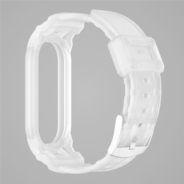For Xiaomi Mi Band 5 / 6 / 7 Integrated TPU Watch Case Wrist Band Replacement Watch Strap - Transparent