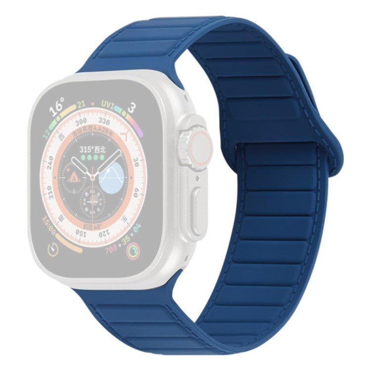 For Apple Watch Series 10 46mm / Ultra 2 Ultra 49mm / Series 9 8 7 45mm / 6 5 4 SE (2023) SE (2022) SE 44mm / 3 2 1 42mm Silicone Band Color Match Magnetic Watch Strap - Midnight Blue