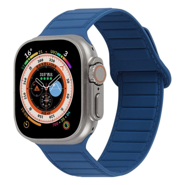 For Apple Watch Series 10 46mm / Ultra 2 Ultra 49mm / Series 9 8 7 45mm / 6 5 4 SE (2023) SE (2022) SE 44mm / 3 2 1 42mm Silicone Band Color Match Magnetic Watch Strap - Midnight Blue
