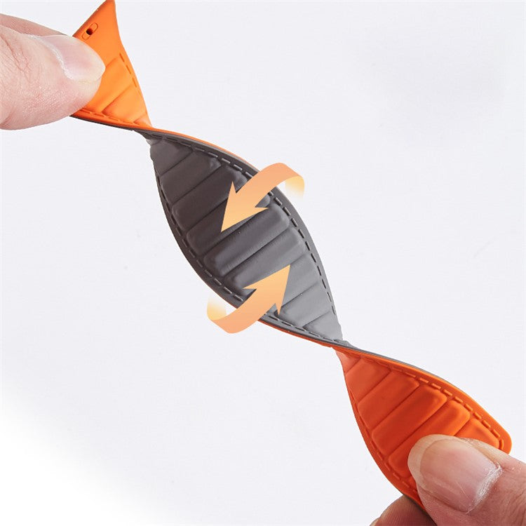 For Apple Watch Series 10 46mm / Ultra 2 Ultra 49mm / Series 9 8 7 45mm / 6 5 4 SE (2023) SE (2022) SE 44mm / 3 2 1 42mm Silicone Band Color Match Magnetic Watch Strap - Midnight Blue