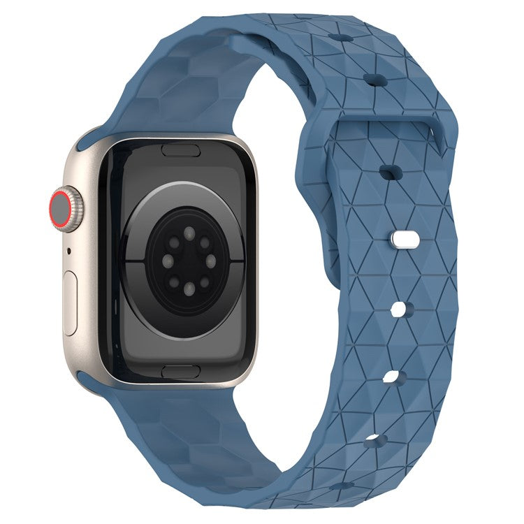 Watch Strap for Apple Watch Series 10 42mm / 9 8 7 41mm / SE (2023) SE (2022) SE 6 5 4 40mm / 3 2 1 38mm Silicone Watch Band Football Pattern - Blue