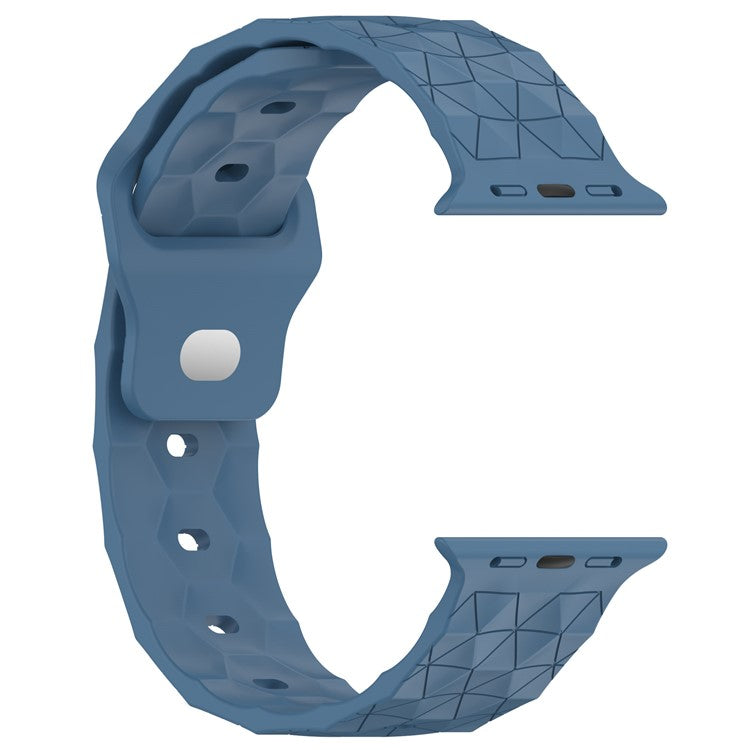 Watch Strap for Apple Watch Series 10 42mm / 9 8 7 41mm / SE (2023) SE (2022) SE 6 5 4 40mm / 3 2 1 38mm Silicone Watch Band Football Pattern - Blue