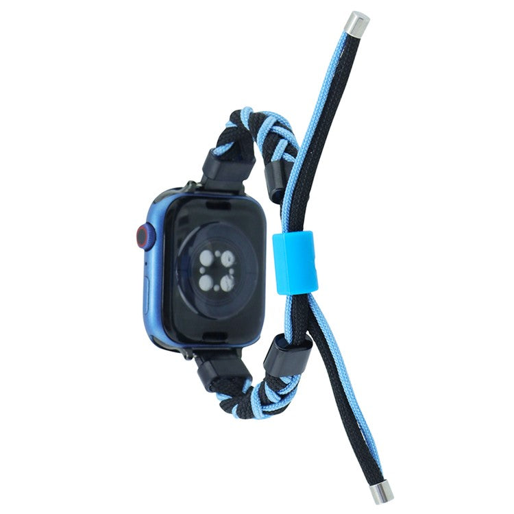 Watch Band for Apple Watch Series 10 46mm / Ultra 2 Ultra 49mm / Series 9 8 7 45mm / 6 5 4 SE (2023) SE (2022) SE 44mm / 3 2 1 42mm Silicone Loop Braided Nylon Strap - Black+Blue