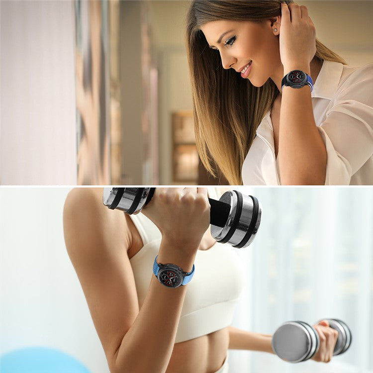 For Garmin Tactix 7 Pro / Fenix 7X / Fenix 6X Pro Stitching Watch Strap 26mm Adjustable Loop Nylon Wrist Band - Green+Blue