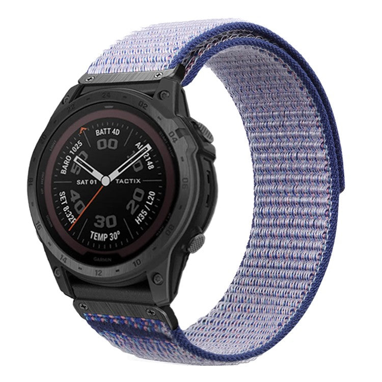 For Garmin Tactix 7 Pro / Fenix 7X / Fenix 6X Pro 26mm Nylon Watch Band Adjustable Wrist Strap Replacement - Light Purple