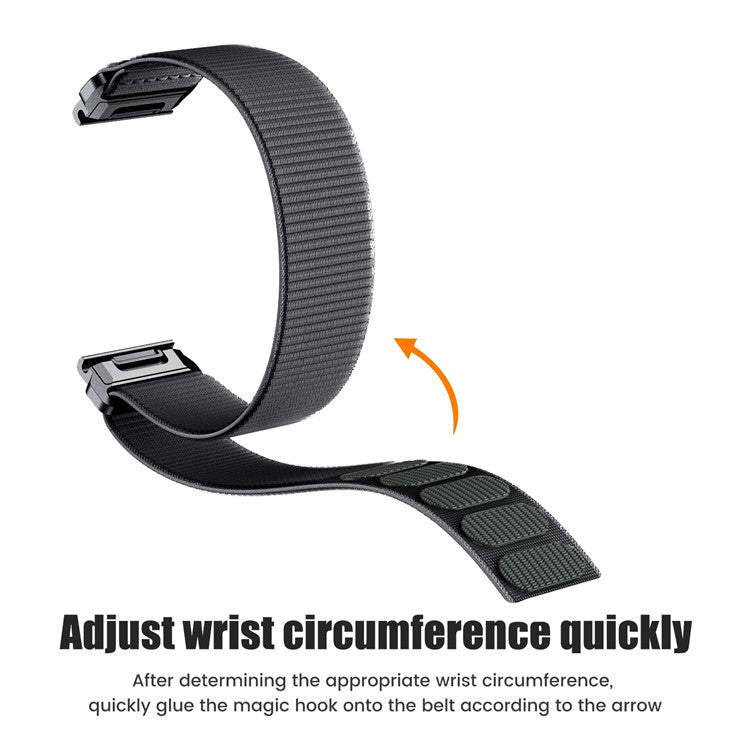 For Garmin Tactix 7 Pro / Fenix 7X / Fenix 6X Pro 26mm Nylon Watch Band Adjustable Wrist Strap Replacement - Light Purple