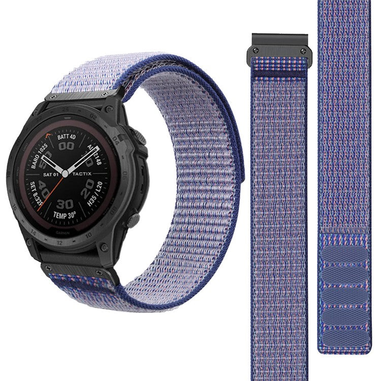 For Garmin Tactix 7 Pro / Fenix 7X / Fenix 6X Pro 26mm Nylon Watch Band Adjustable Wrist Strap Replacement - Light Purple