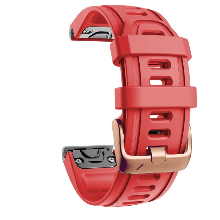 Watch Band for Garmin Fenix 7S / 6S Pro / 5S Plus / Instinct 2S , 20mm Silicone Replacement Strap with Rose Gold Buckle - Red