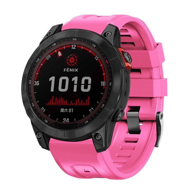 Silicone Watch Band for Garmin Forerunner 965 / 955 / 945 / 935 Waterproof Soft Strap with Black Buckle - Hot Pink
