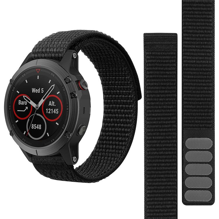 For Garmin Forerunner 965 / 955 / 945 / 935 Adjustable Watch Strap Stitching Nylon Loop Wrist Band - Black